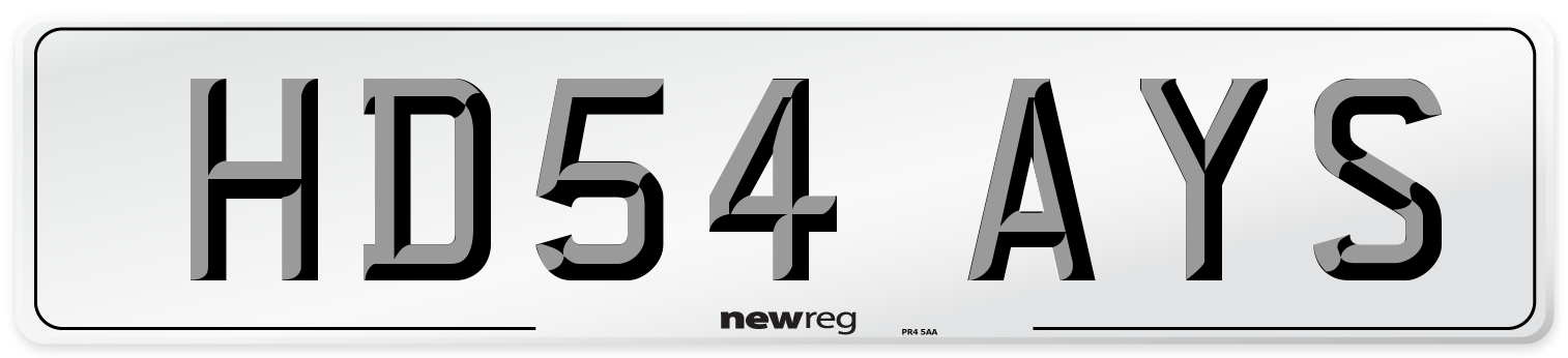 HD54 AYS Number Plate from New Reg